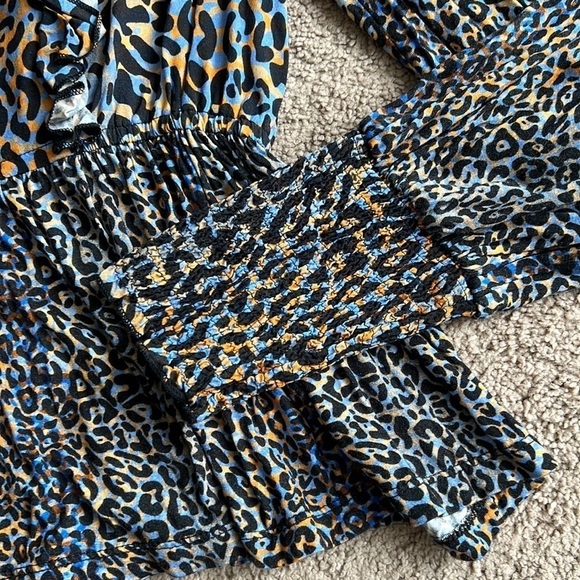 Anthropologie Bl^nk Moira Ruffled Peplum Leopard Print Top - Picture 8 of 10